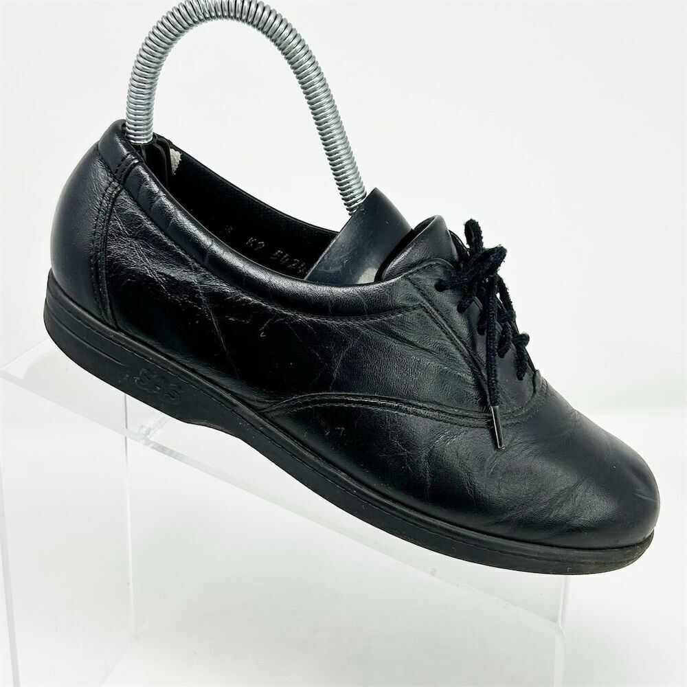 SAS Women's Whisper Black Leather Lace Up Oxford Sneakers Size 6M Casual